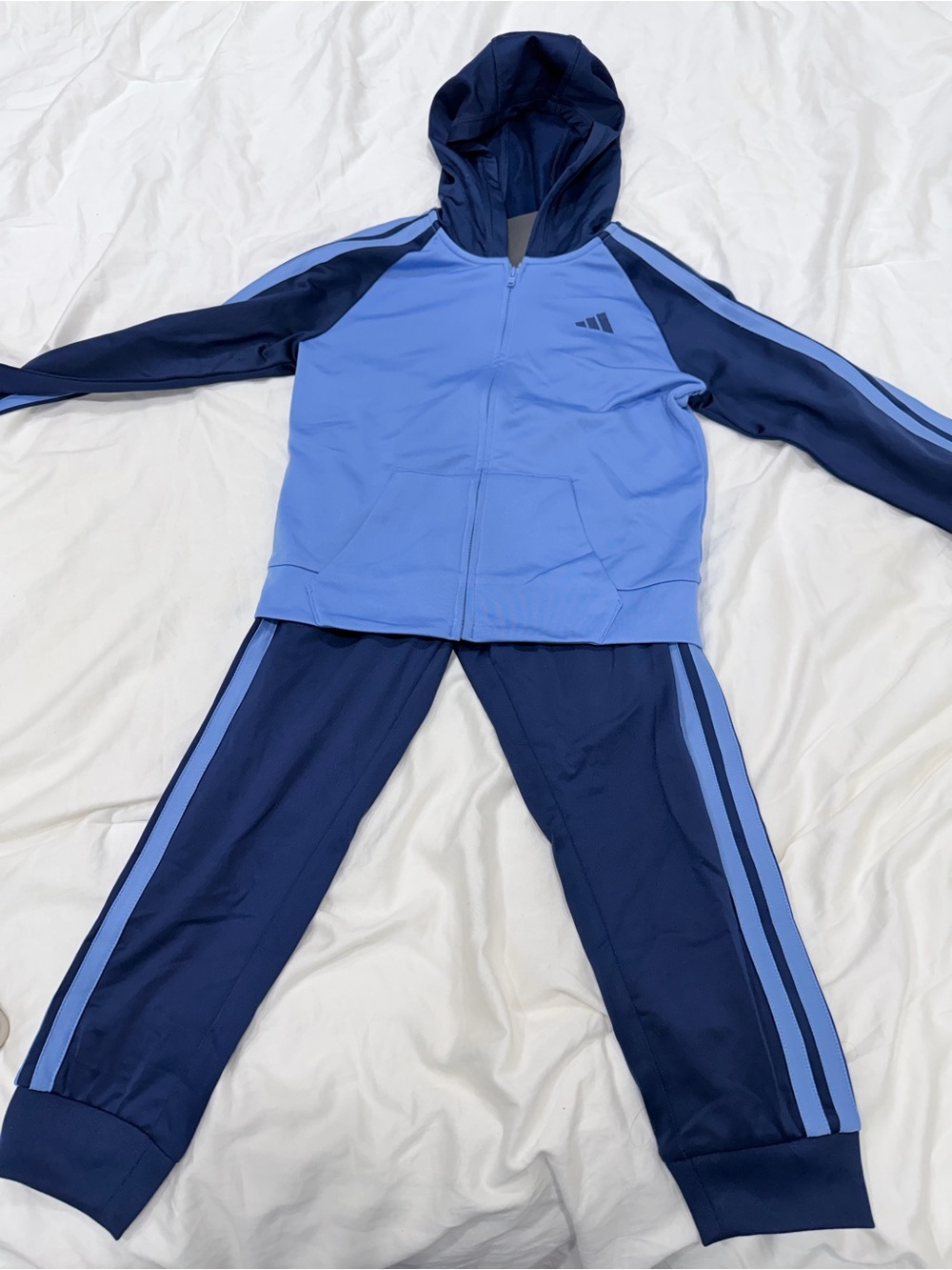 adidas Kids Two-Tone Blue Hooded Track Set